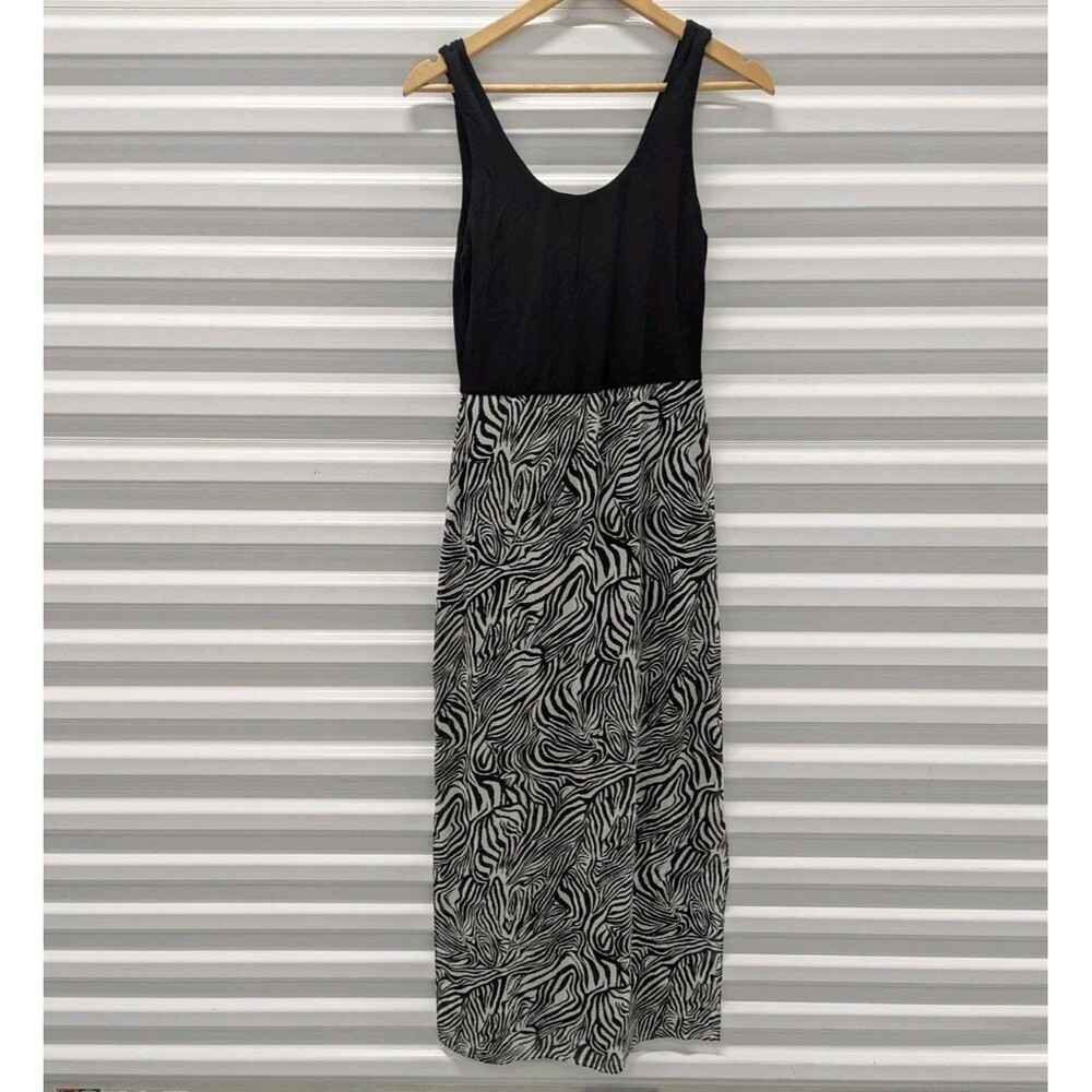Vince Camuto Black & White Zebra Mesh Skirt Maxi Dress Fairycore Whimsigoth